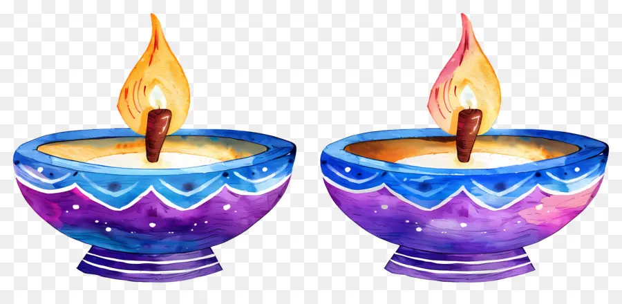 Diwali Diya，Renkli Yuvarlak Kandiller PNG