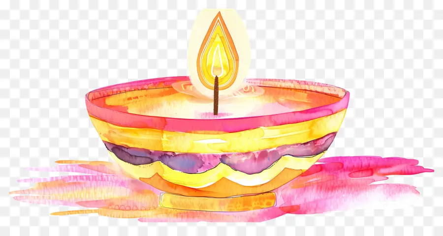 Diwali Diya，Renkli Kandiller PNG