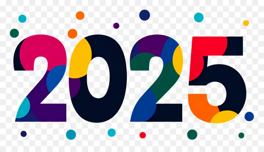 2025 Logosu，2025 Renkli Dalgalar PNG