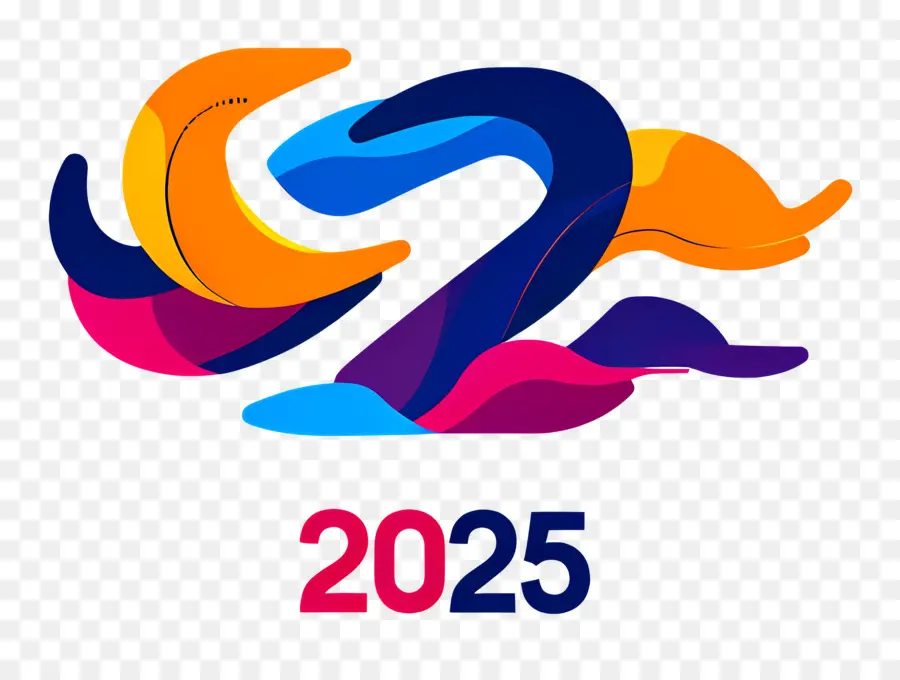 2025 Yılı，2025 Renkli Dalgalar PNG