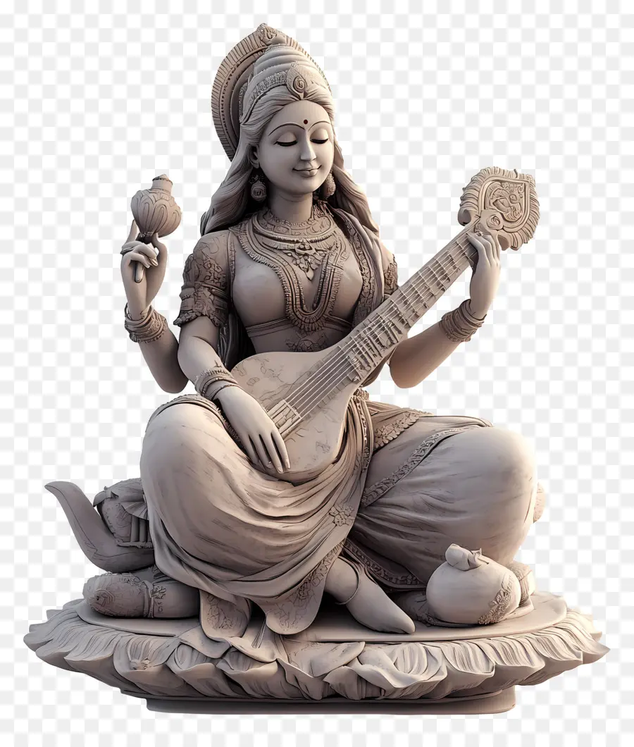 Saraswati，Tanrıça Heykeli PNG