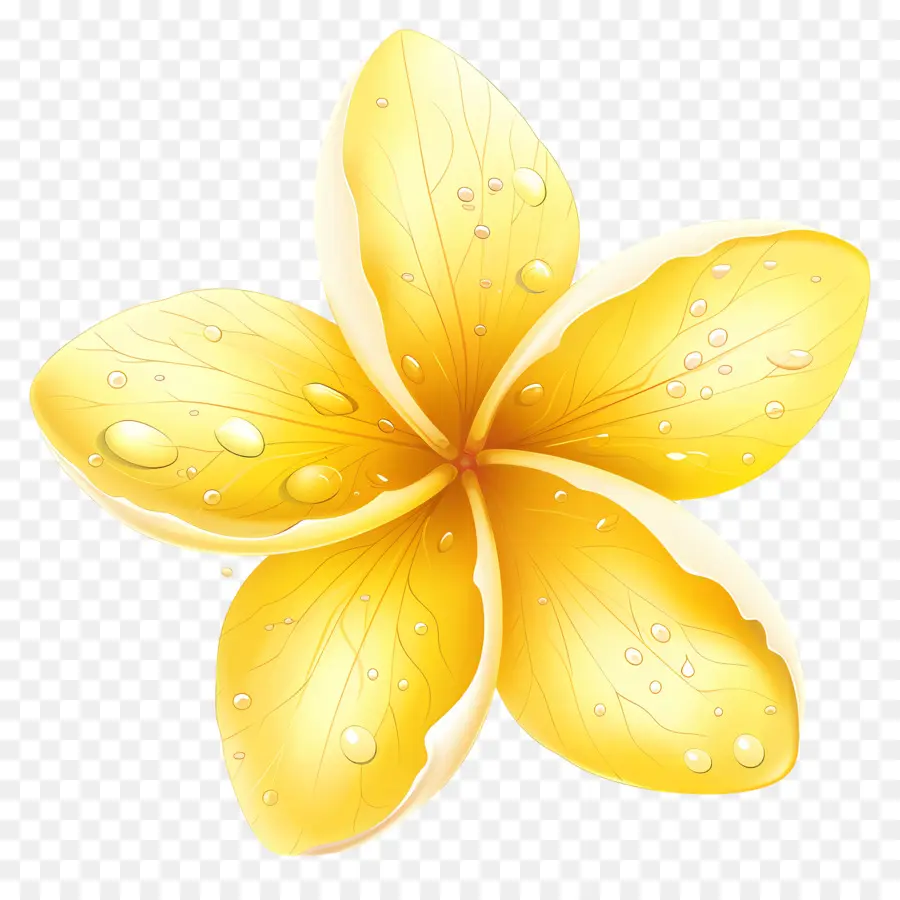 Plumeria çiçeği，Su Damlacıkları Ile Sarı çiçek PNG