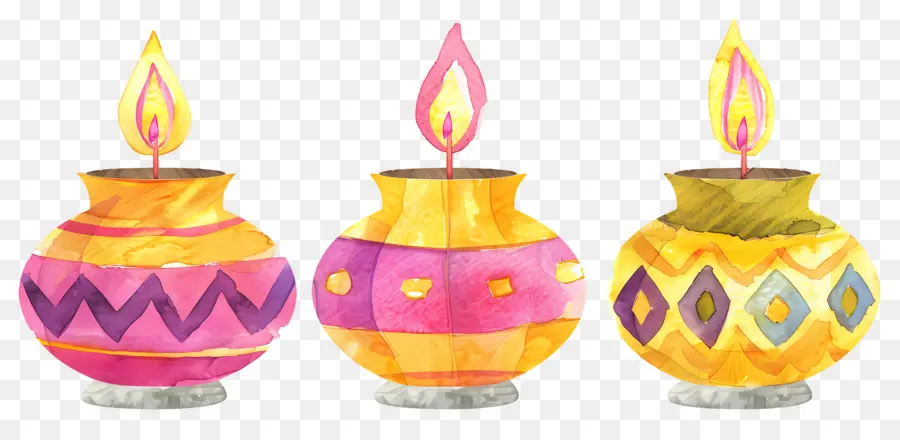 Diwali Diya，Renkli Yuvarlak Kandiller PNG