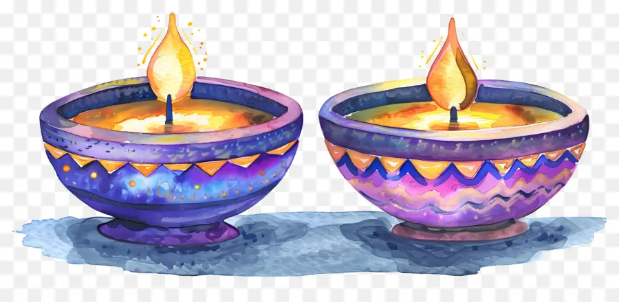 Diwali Diya，Renkli Kandiller PNG