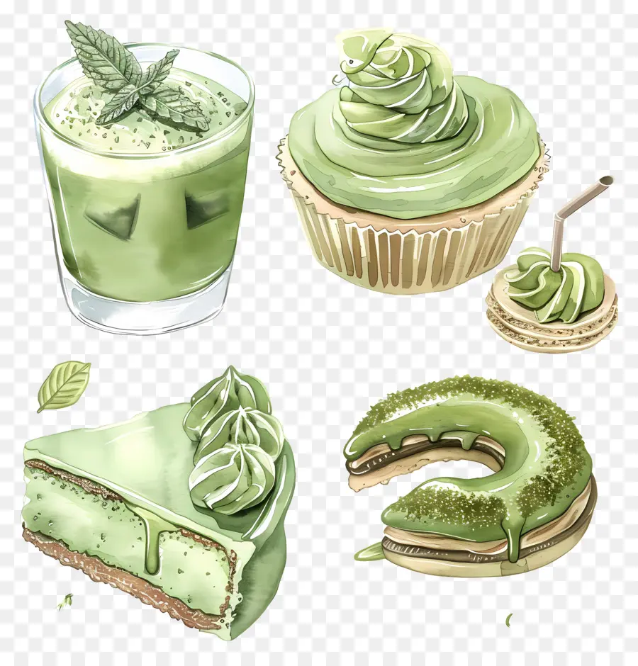 Matcha Tatlıları，Yeşil Tatlılar PNG