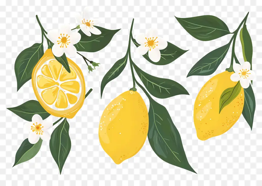 Limonlar，Limon Ve Çiçekler PNG