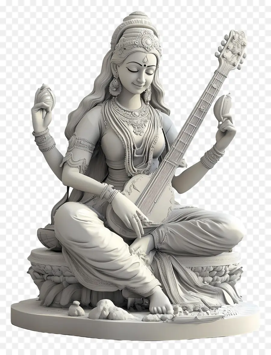 Saraswati，Tanrıça Heykeli PNG