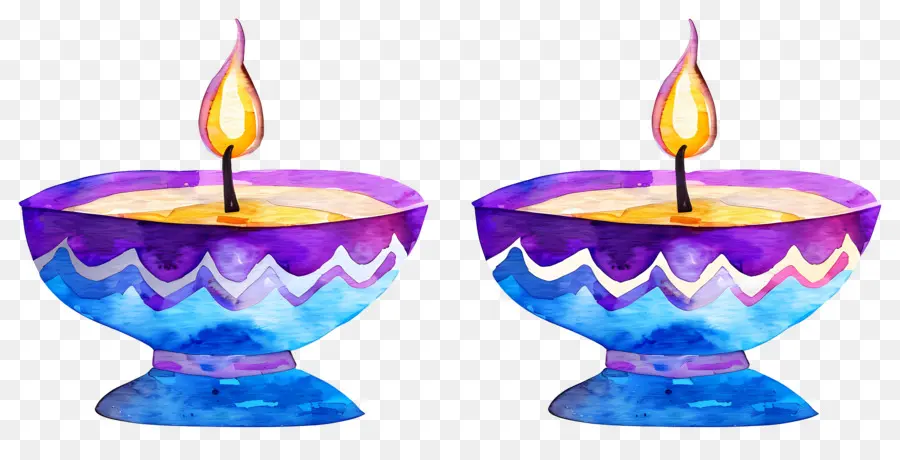 Diwali Diya，Renkli Kandiller PNG