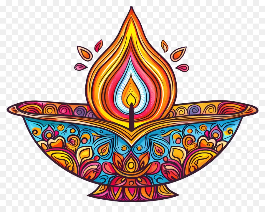 Diwali Diya，Renkli Lamba PNG