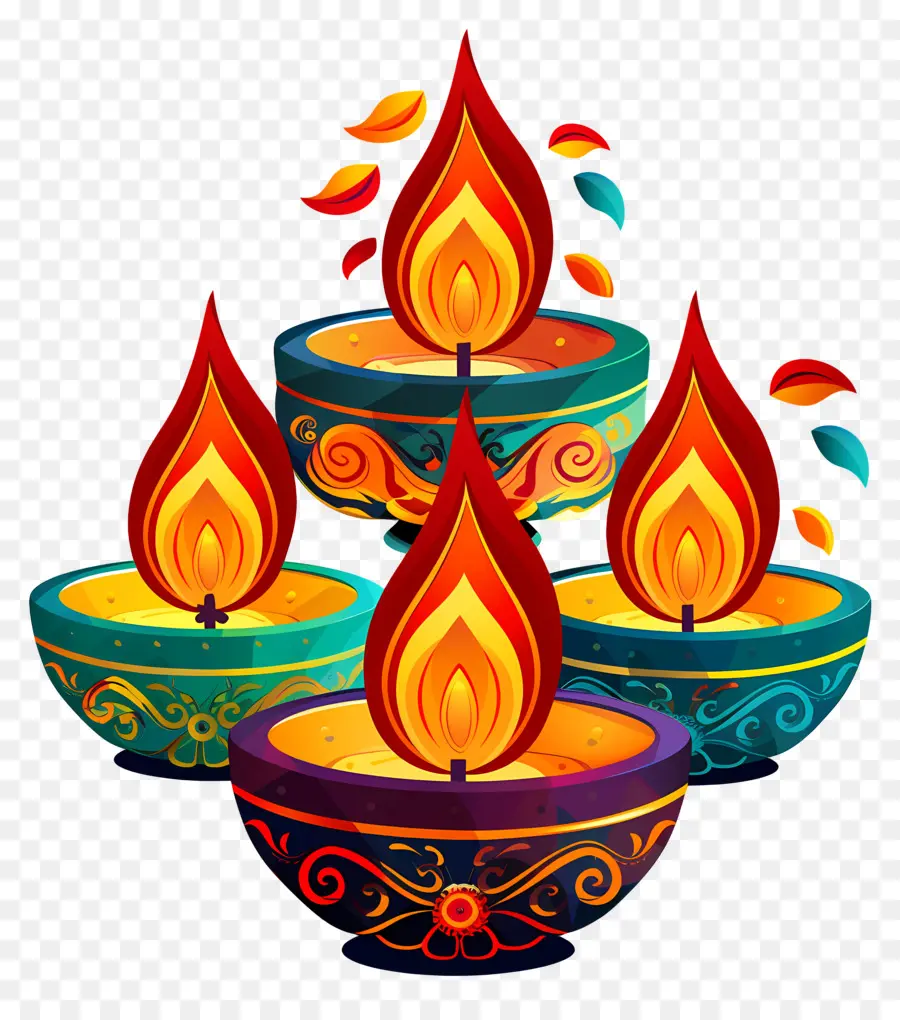 Diwali Mumu，Yığılmış Diyalar PNG