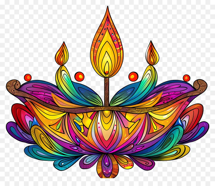 Diwali Diya，Renkli Dia PNG