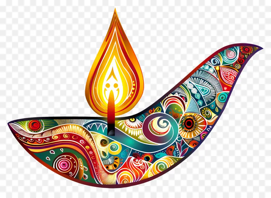 Diwali Diya，Renkli Dia PNG