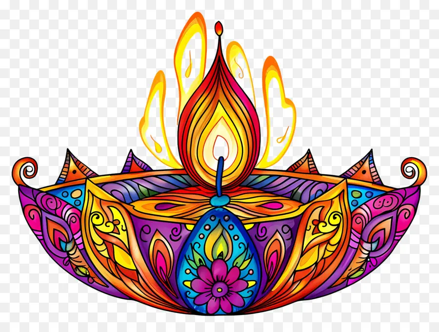 Diwali Diya，Renkli Dia PNG