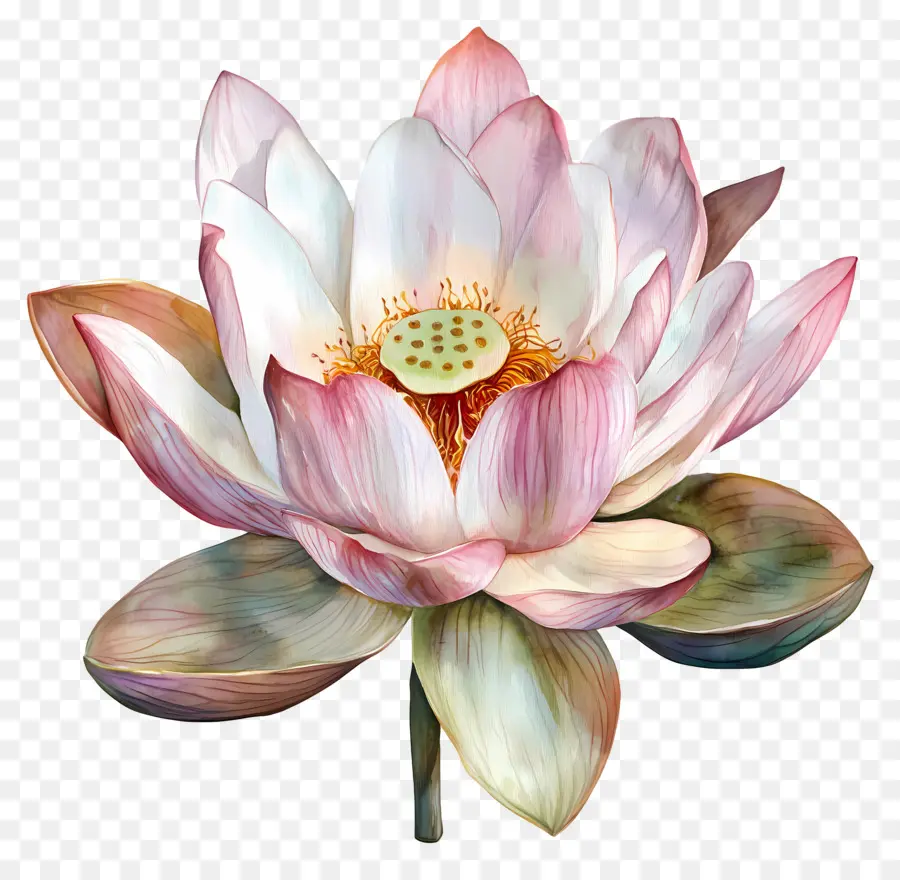 Suluboya Lotus，Nilüfer çiçekleri PNG