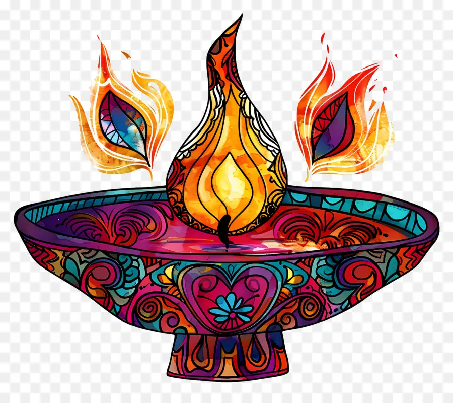 Diwali Diya，Renkli Dia PNG