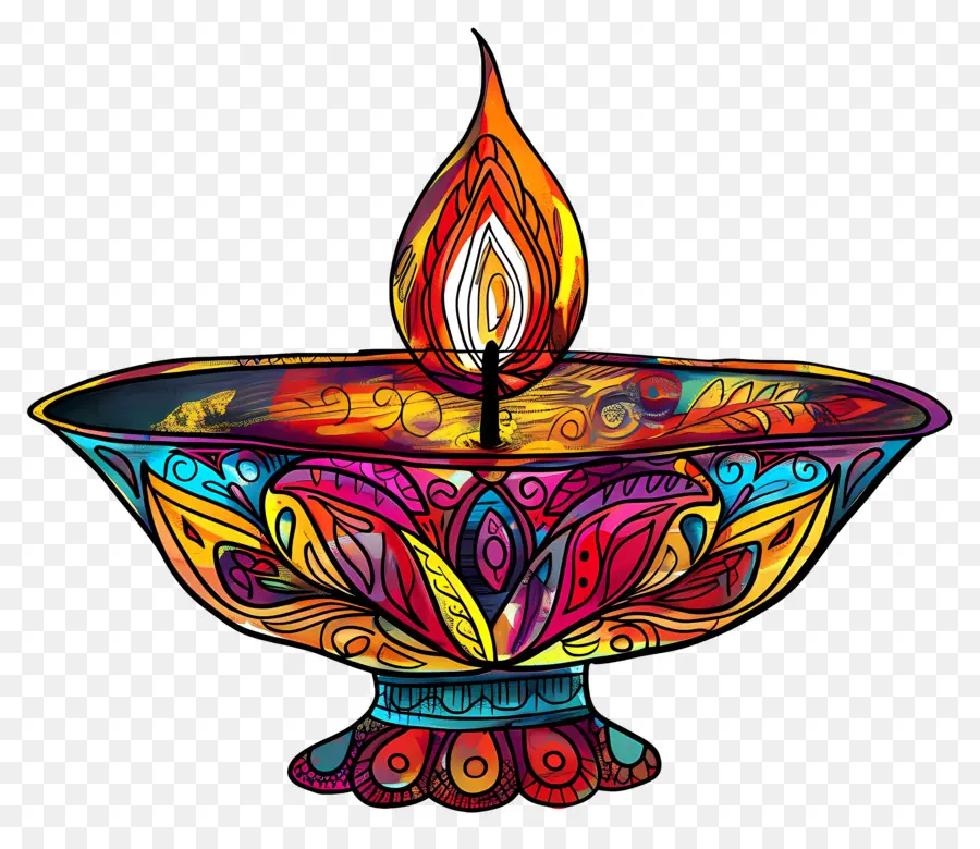 Diwali Diya，Renkli Dia PNG