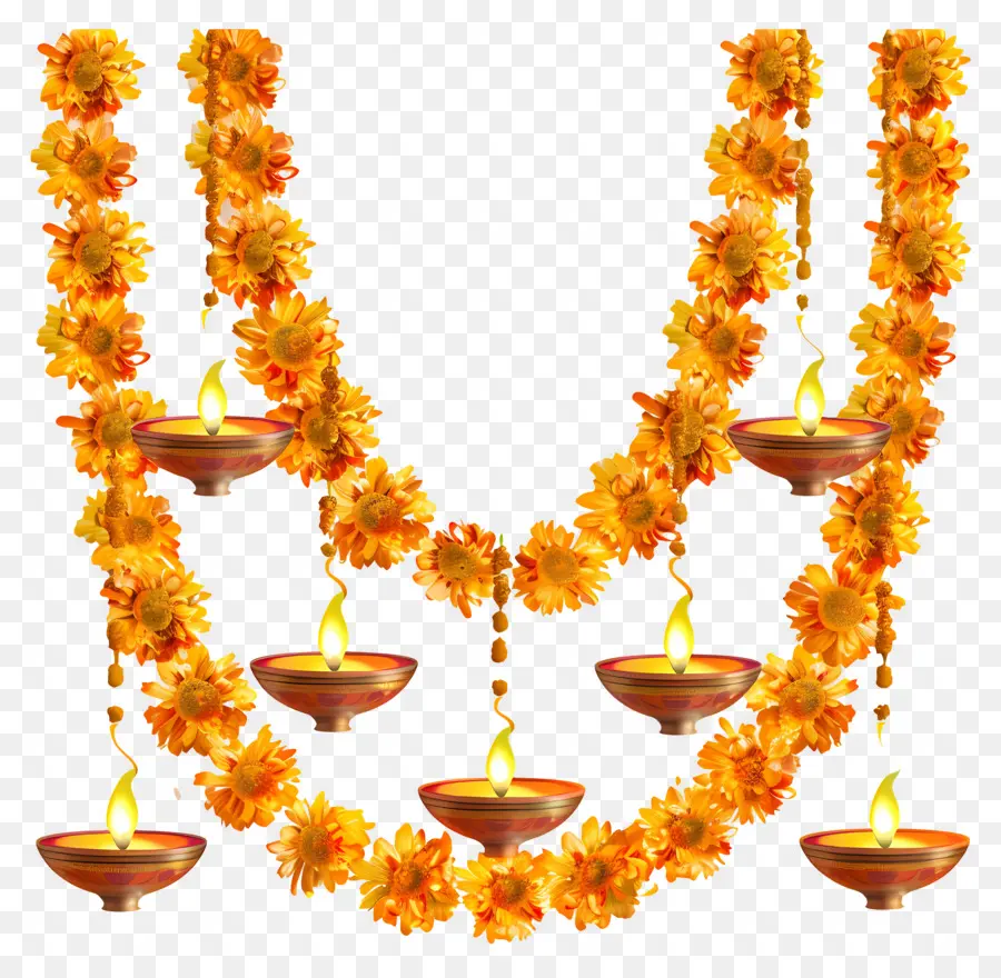 Diwali Kadife Çiçeği Çelengi，Çiçek Çelenk PNG