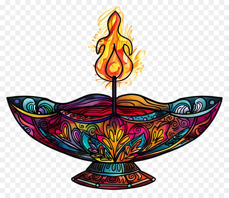 Diwali Diya，Renkli Dia PNG