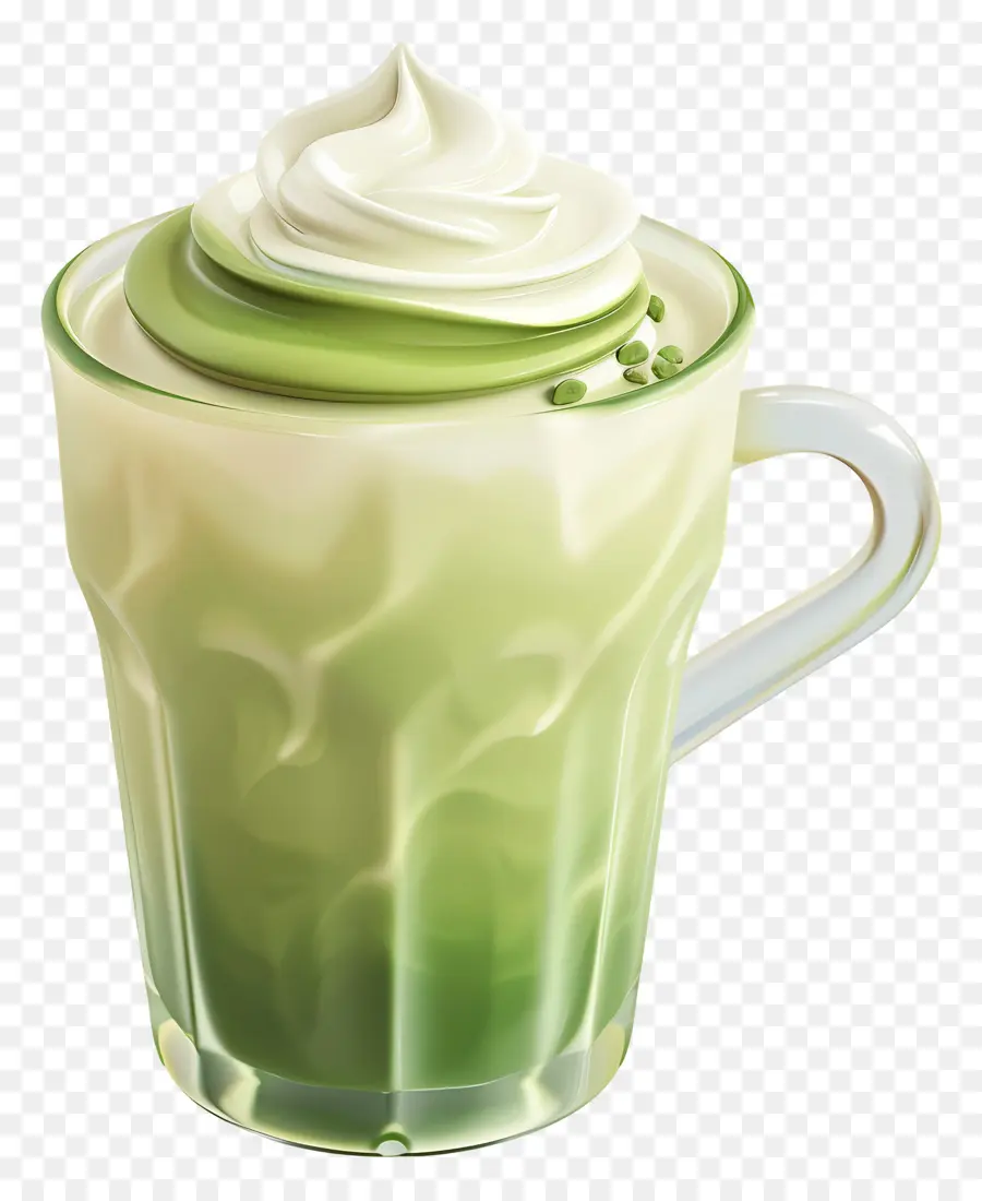 Matcha Latte，Yeşil İçecek PNG