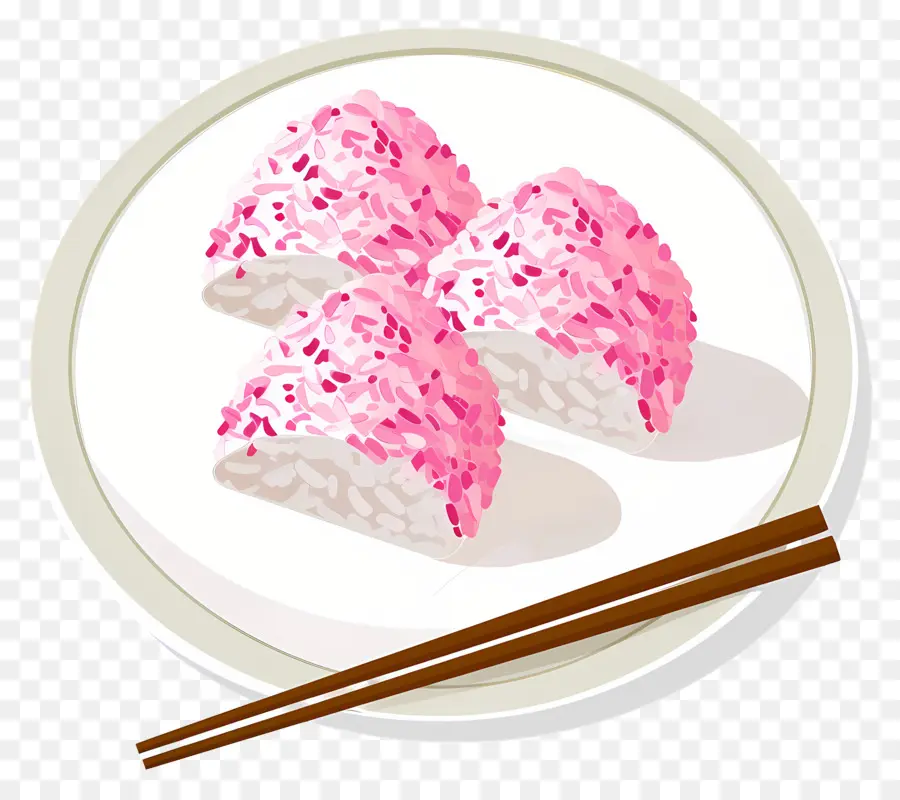 Umeboshi Onigiri，Pembe Pirinç Topları PNG