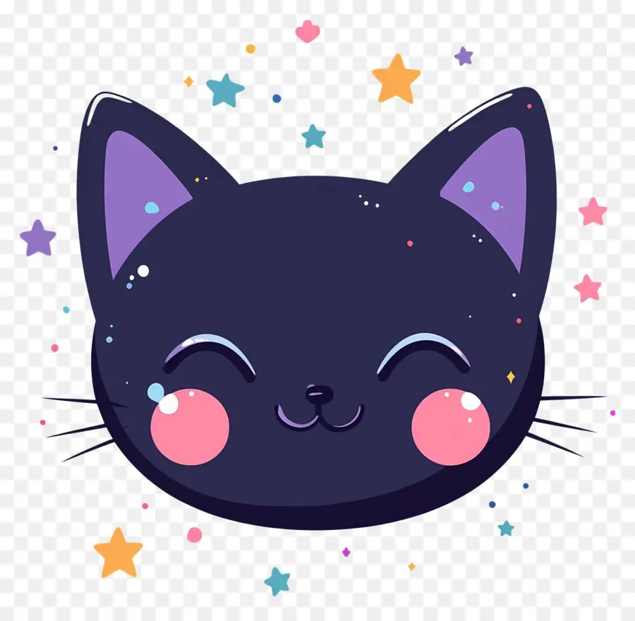 Kawaii Kedi，Siyah Karikatür Kedi PNG