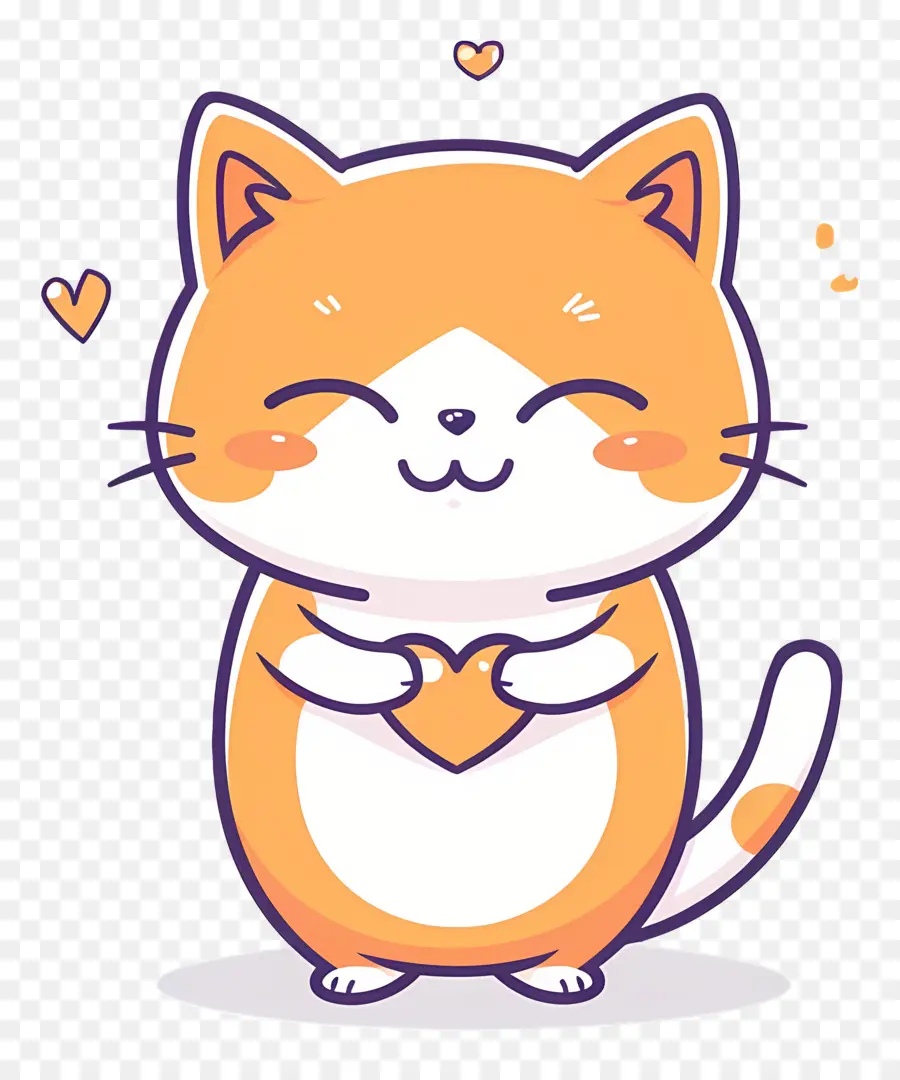 Kawaii Kedi，Turuncu Kalpli Kedi PNG