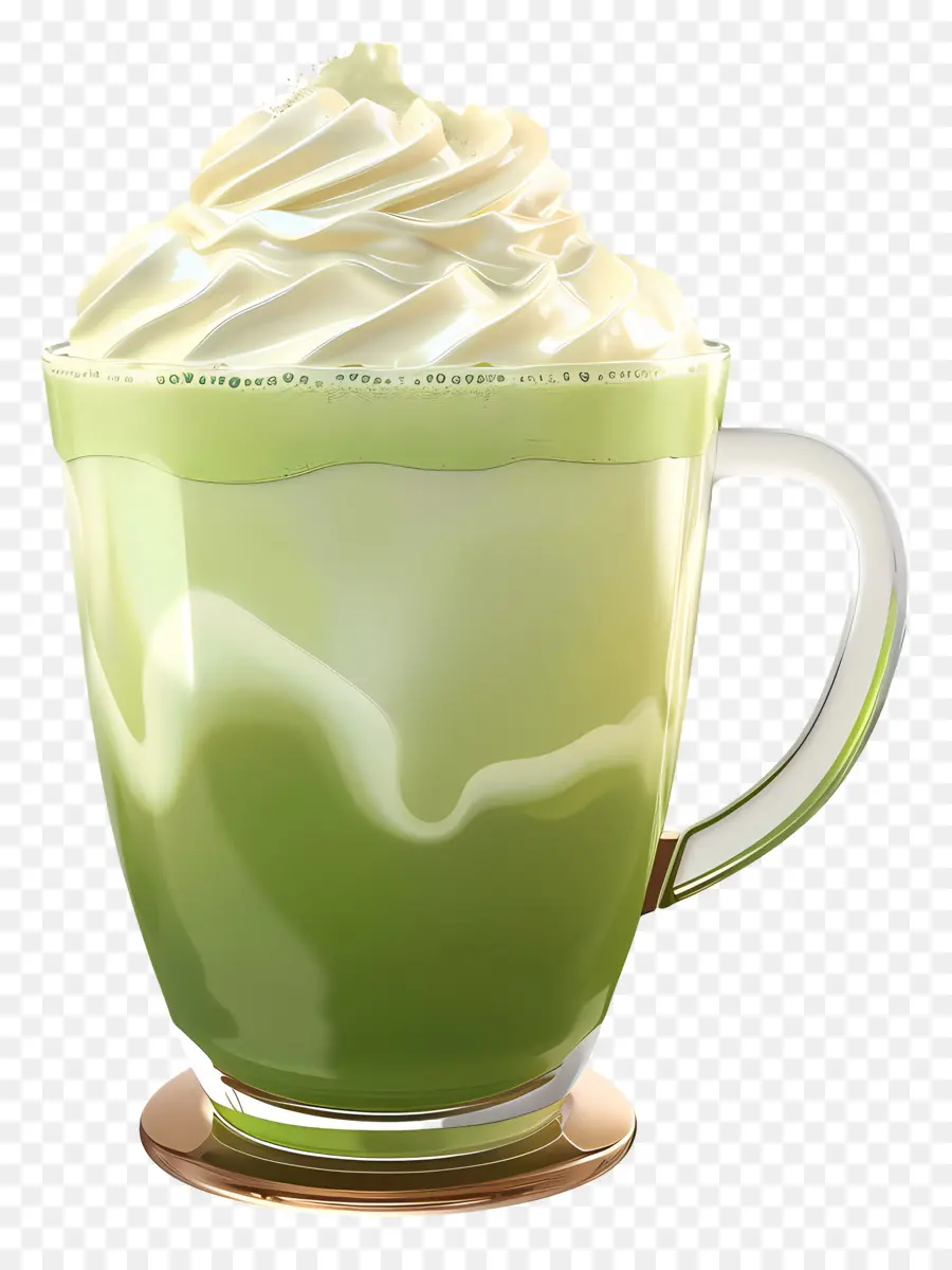 Matcha Latte，Kremalı Matcha Kupa PNG