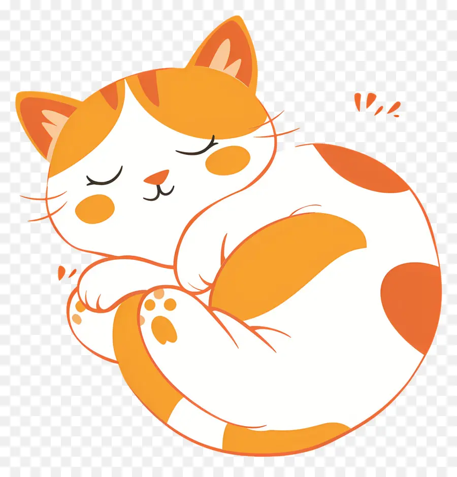 Kawaii Kedi，Uyuyan Turuncu Kedi PNG