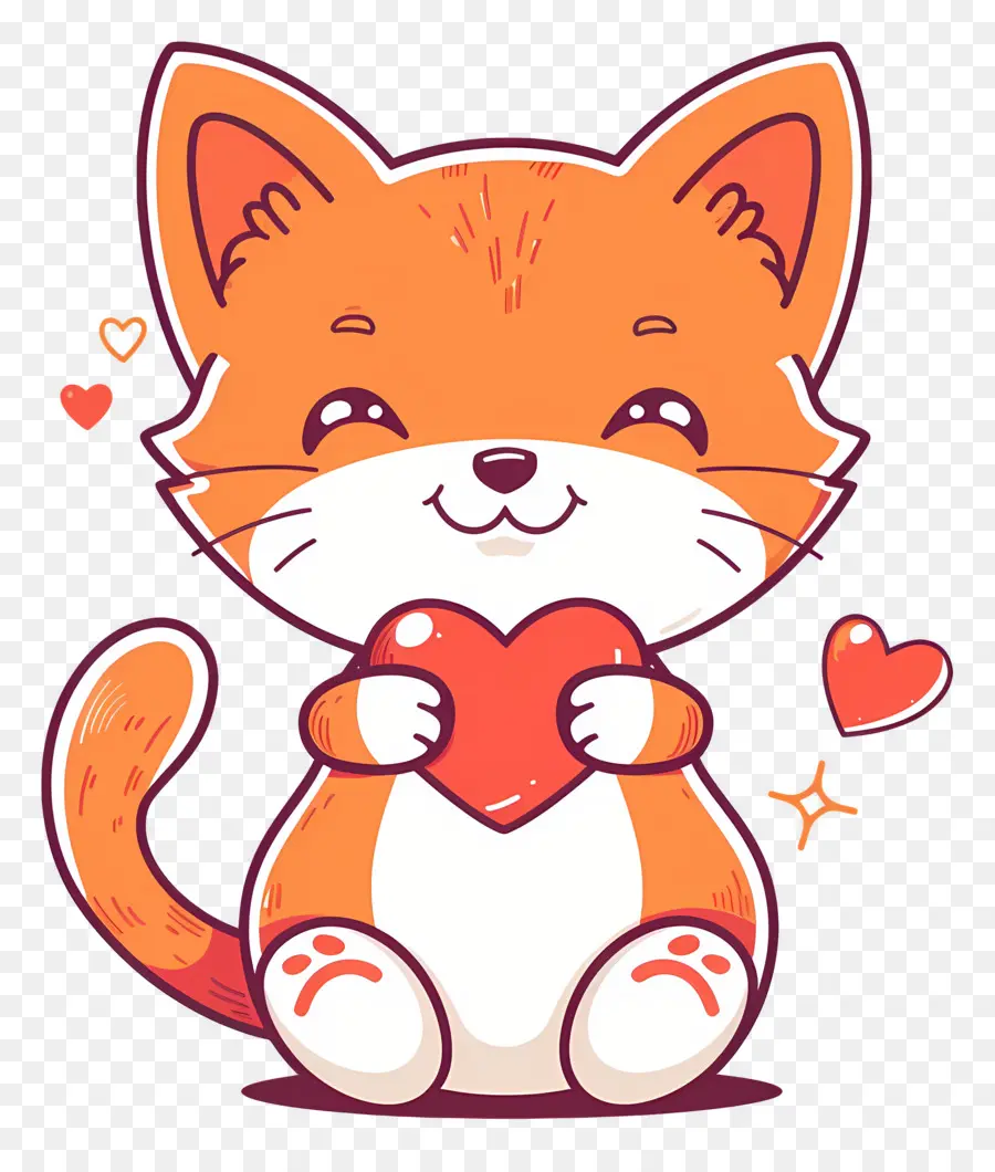 Kawaii Kedi，Turuncu Kalpli Kedi PNG