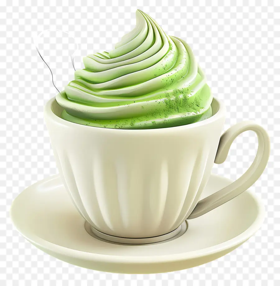 Matcha Latte，Matcha Kremalı Bardak PNG