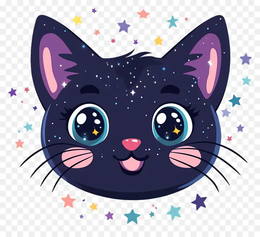 Kawaii Kedi，Siyah Karikatür Kedi PNG