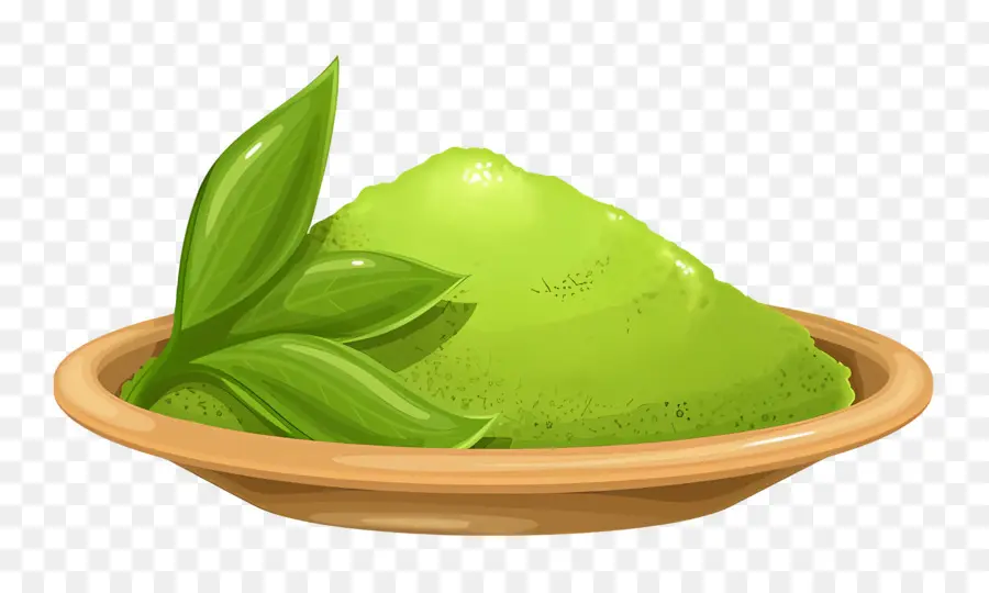 Matcha Tozu，Yeşil Yapraklı Macun PNG