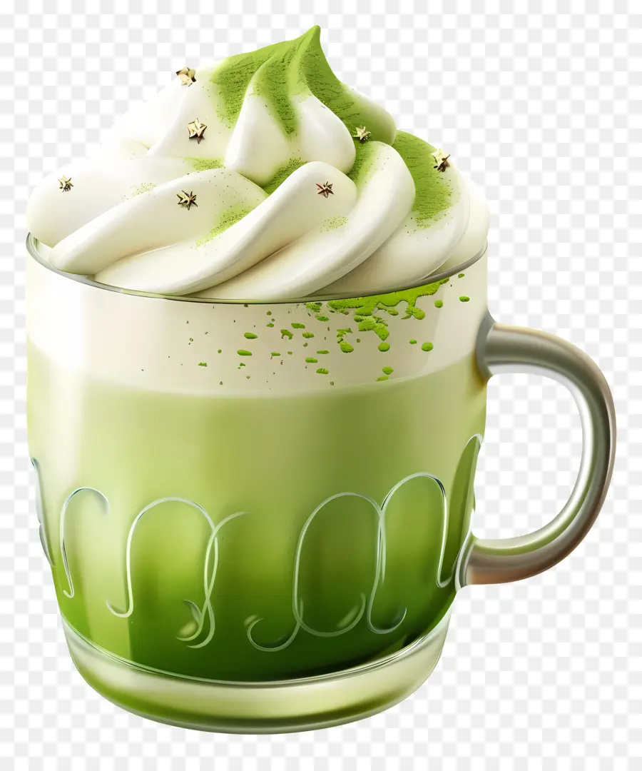 Matcha Latte，Dekoratif Matcha Kupa PNG