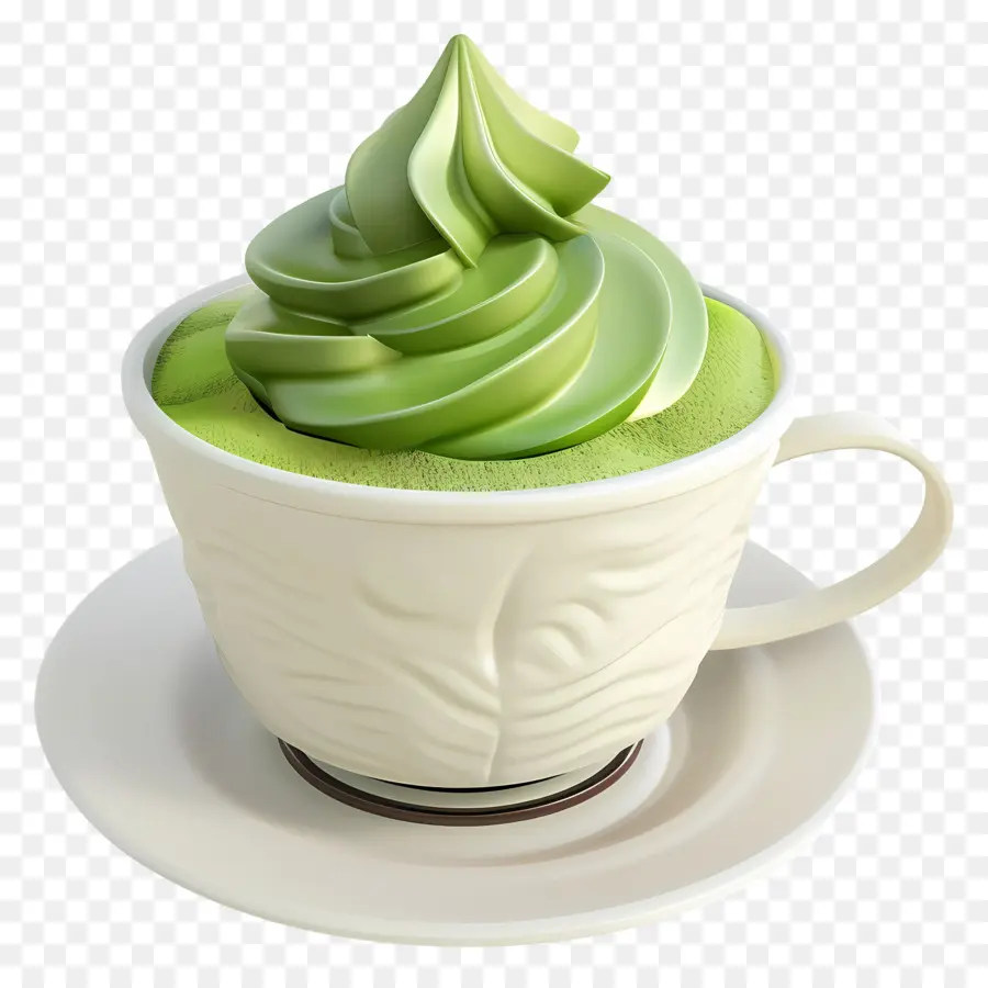 Matcha Latte，Yeşil Kremalı İçecek PNG