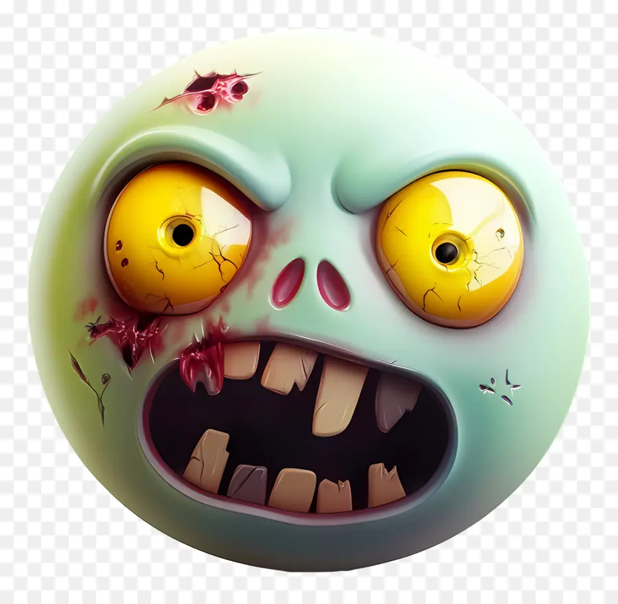 Cadılar Bayramı Emojisi，Yeşil Zombi Yüzü PNG