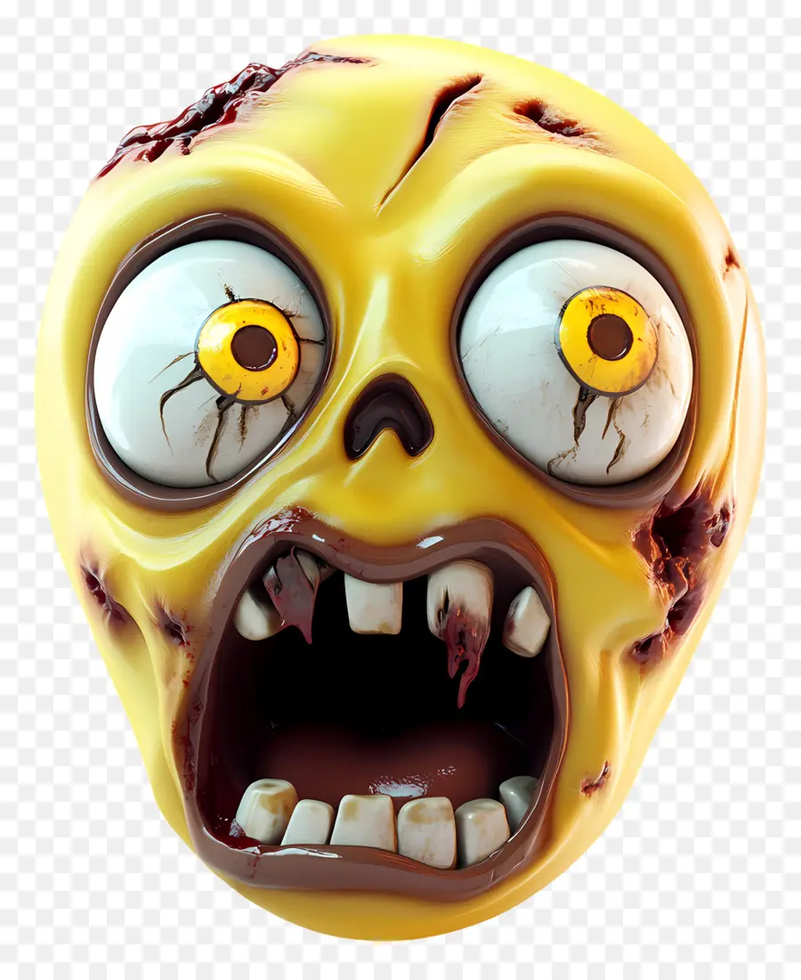 Cadılar Bayramı Emojisi，Sarı Zombi Yüzü PNG