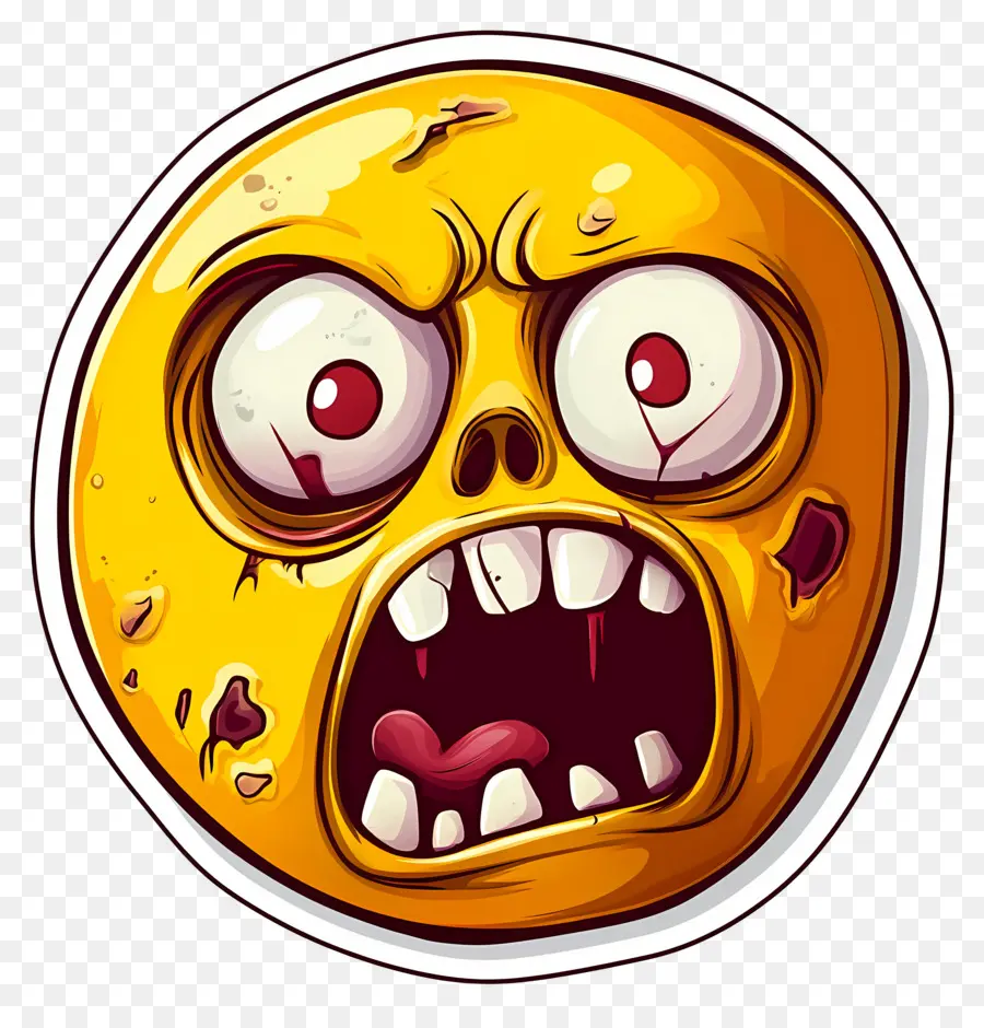 Cadılar Bayramı Emojisi，Turuncu Zombi Yüzü PNG