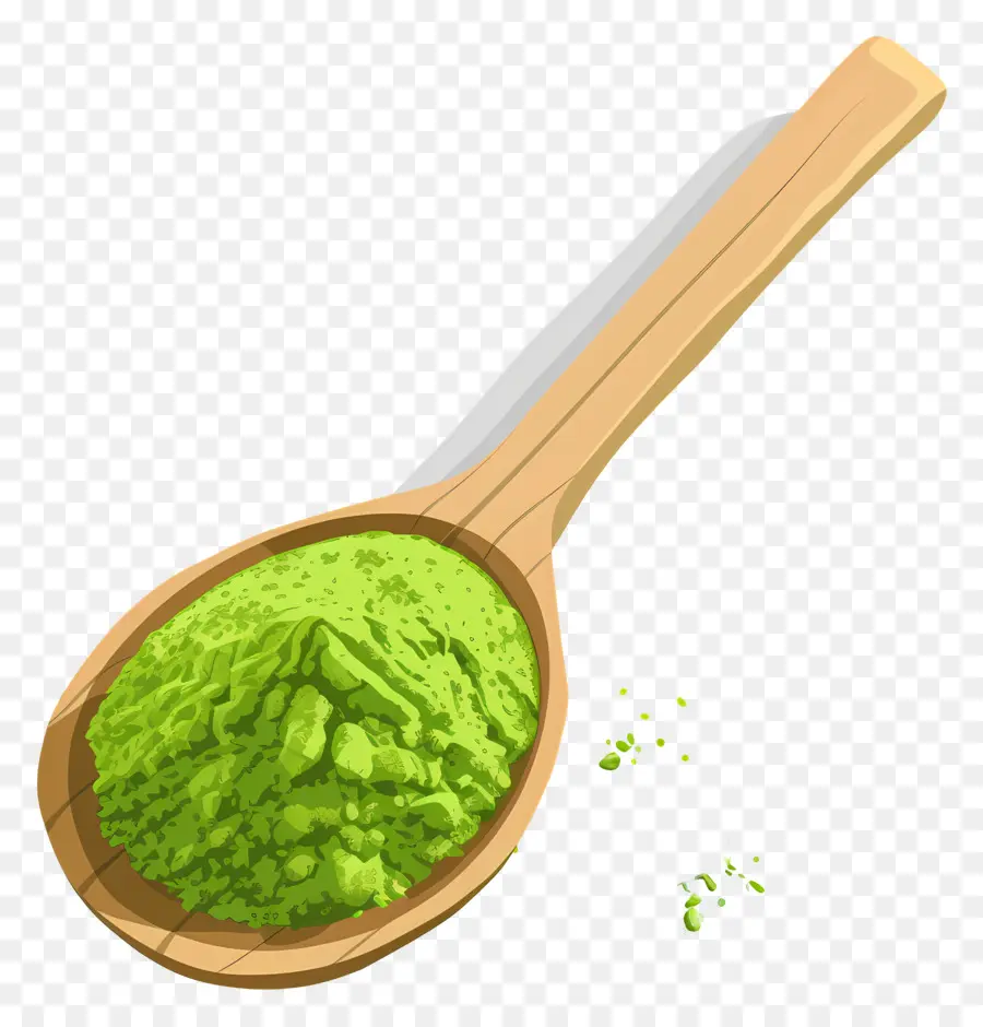 Matcha Tozu，Kaşık Yeşil Toz PNG