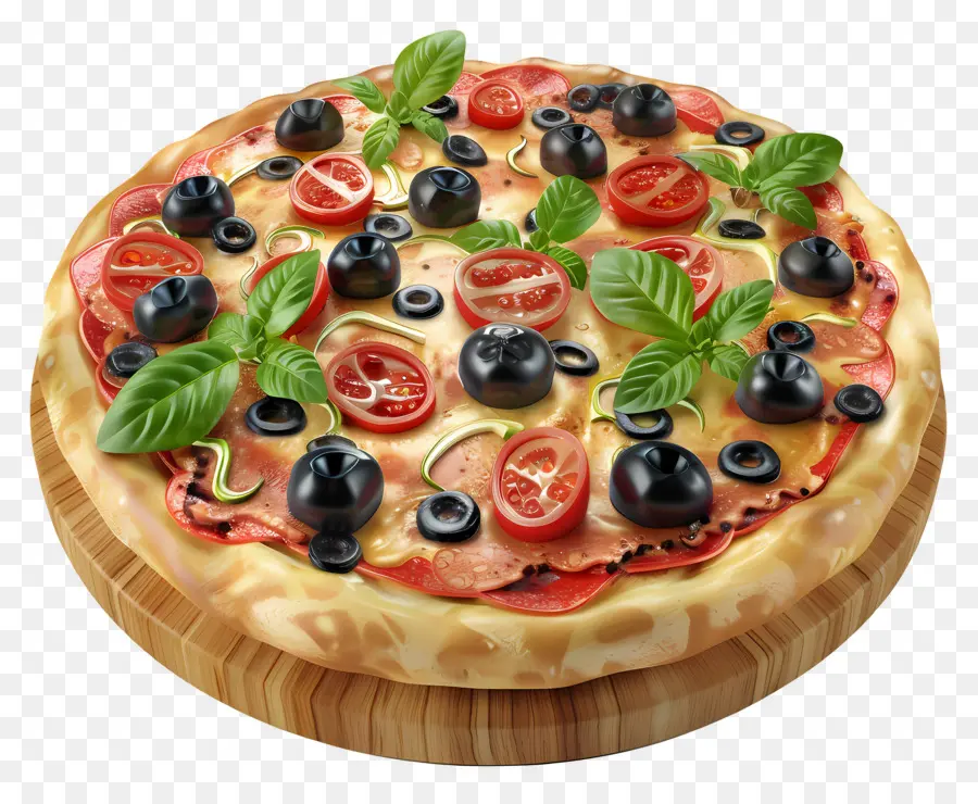 3 Boyutlu Pizza，Zeytinli Pizza PNG