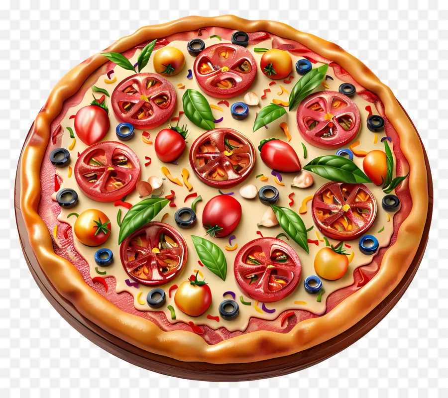 3 Boyutlu Pizza，Sebze Pizzası PNG