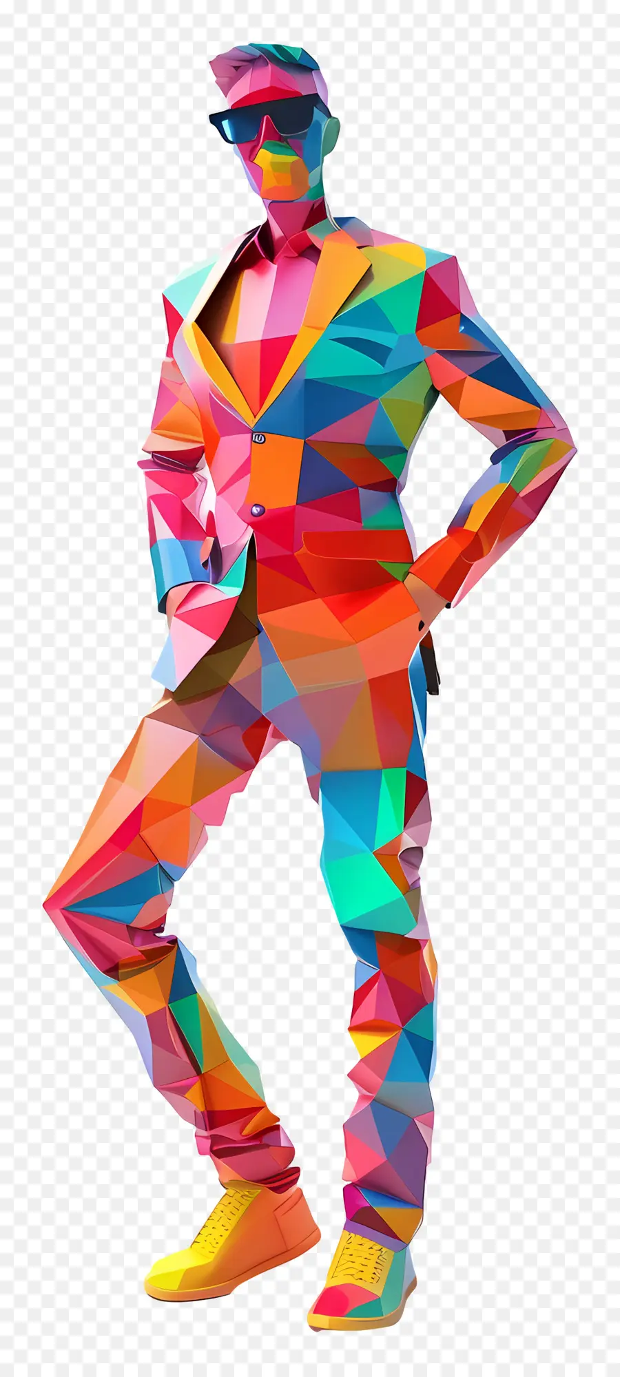 3 Boyutlu Adam，Renkli Geometrik Adam PNG