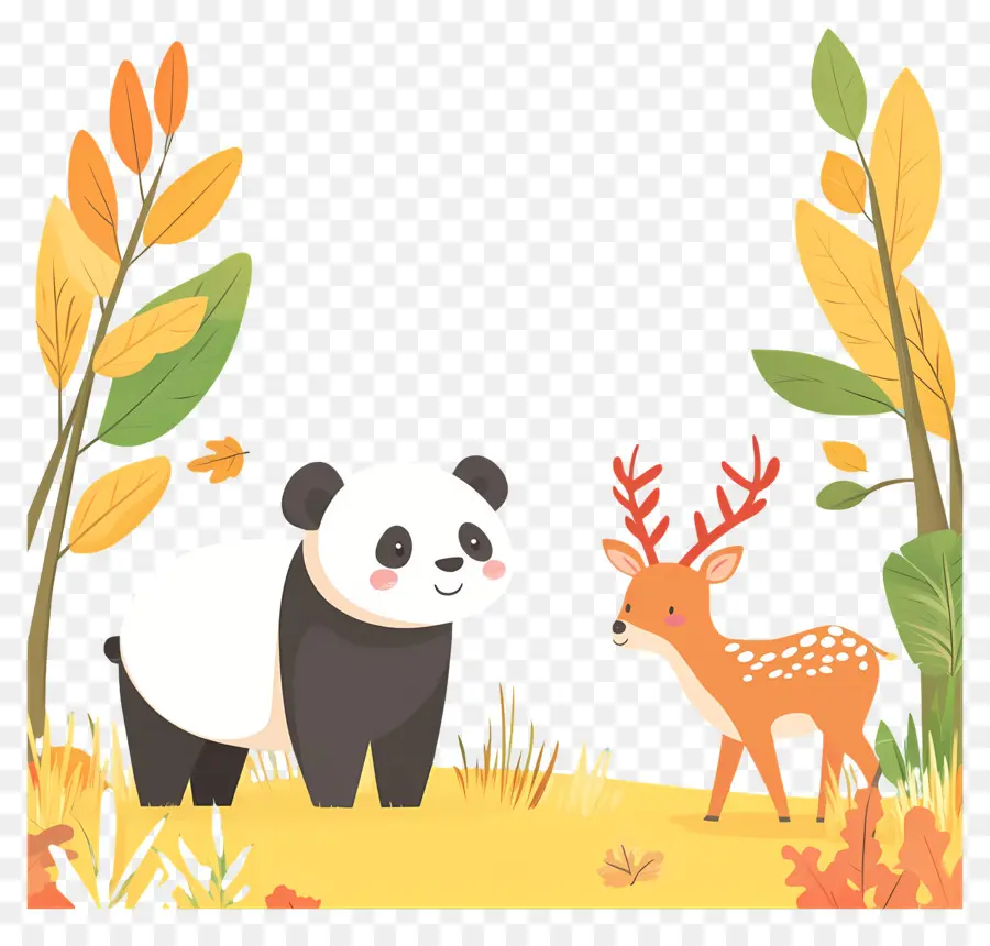 Artofzoo，Panda Ve Geyik PNG