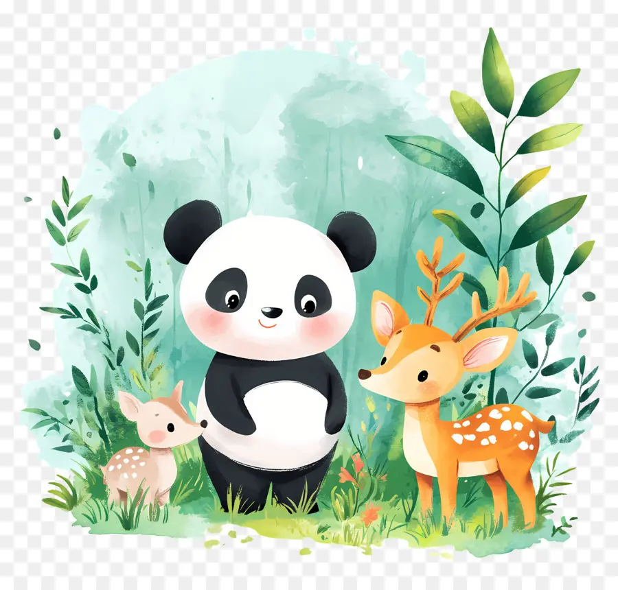 Artofzoo，Panda Ve Geyik PNG