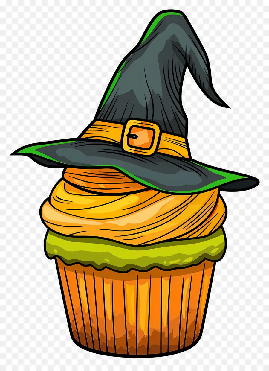 Cadılar Bayramı Keki，Cadı Şapkalı Cupcake PNG