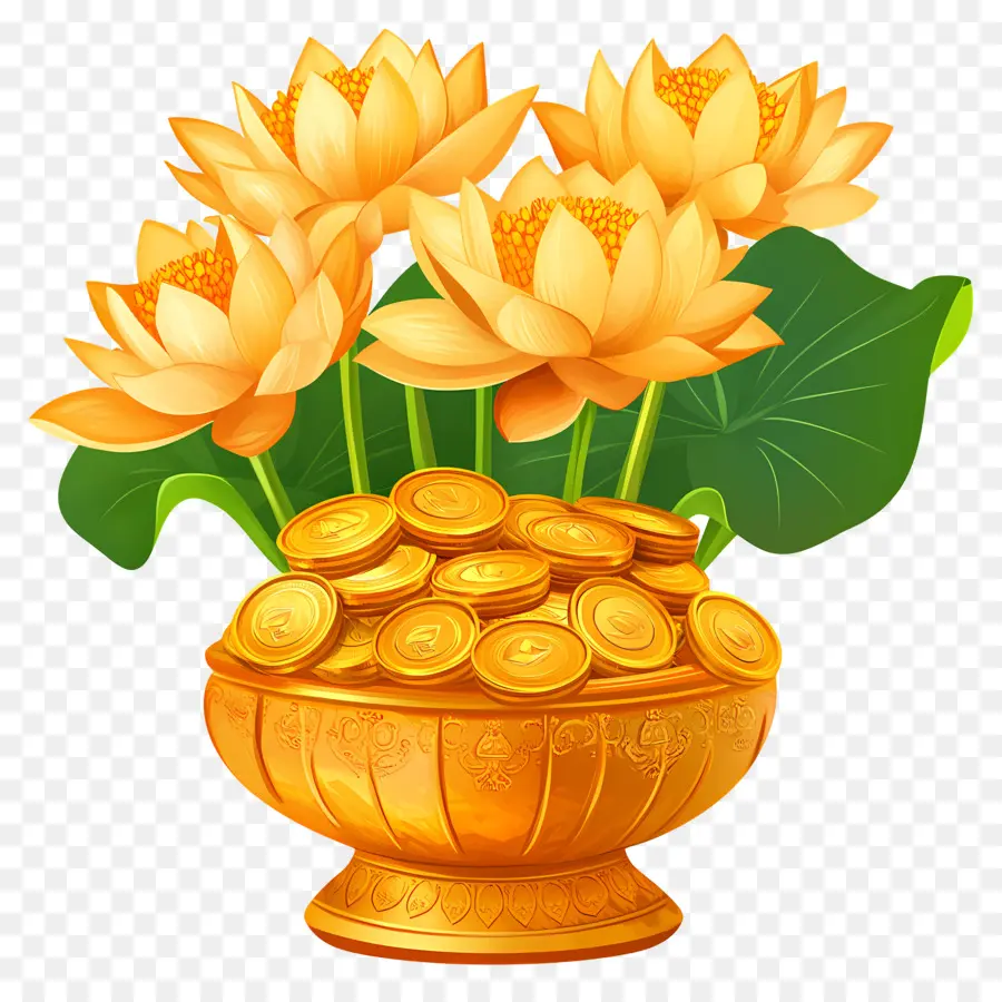 Akshaya Tritiya，Lotus Ve Madeni Paralar PNG