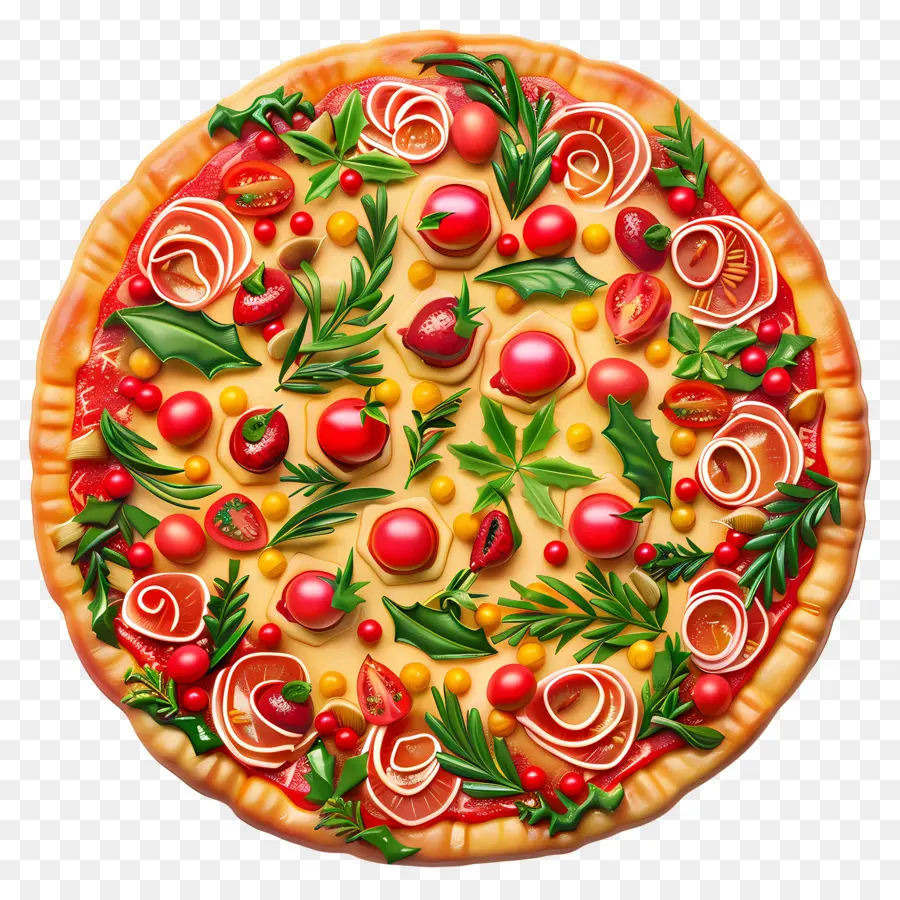 Üstten Görünüm Pizza，Sebze Pizzası PNG