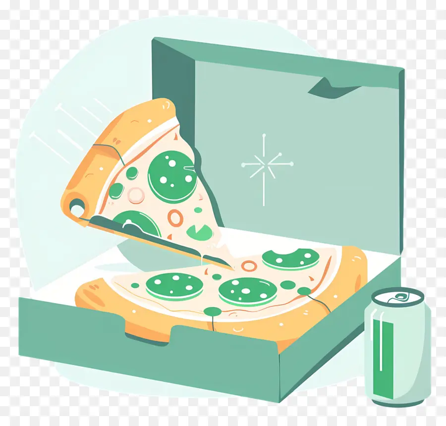 Pizza Kutusu，Pizza Ve Soda PNG