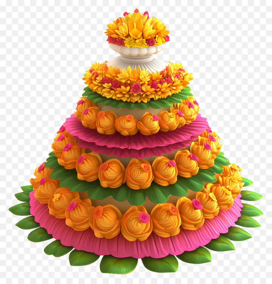 Batukamma，Petal Katmanlı Dekorasyon PNG