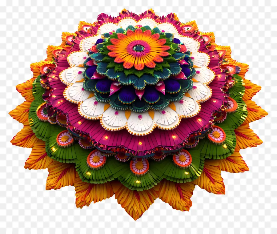 Batukamma，Renkli çiçek Rangoli PNG