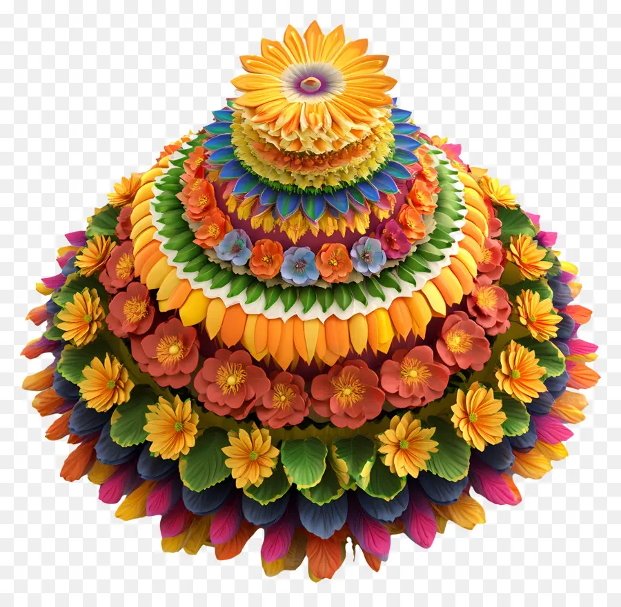 Batukamma，Renkli çiçek Rangoli PNG